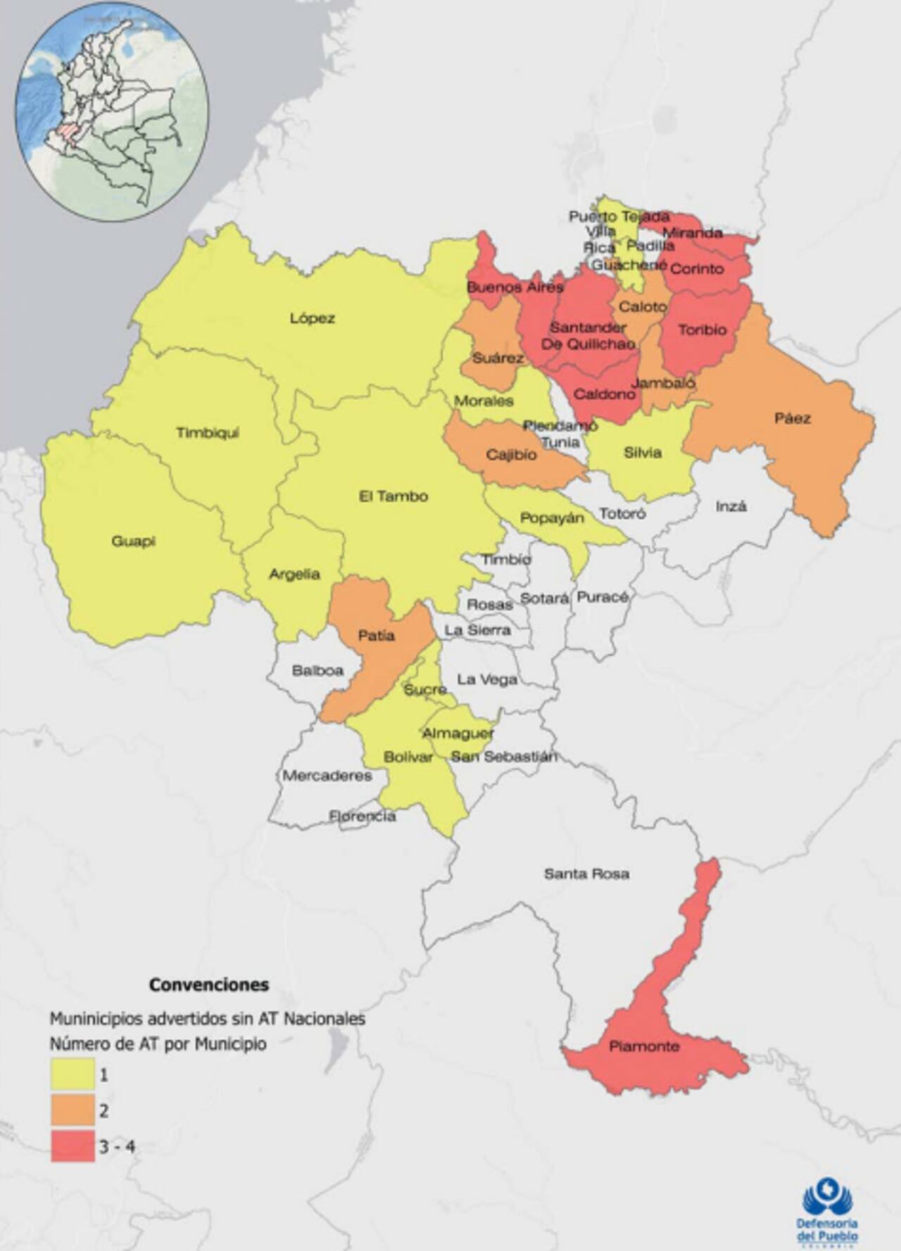 Estas son los municipios con más alertas tempranas en Cauca.