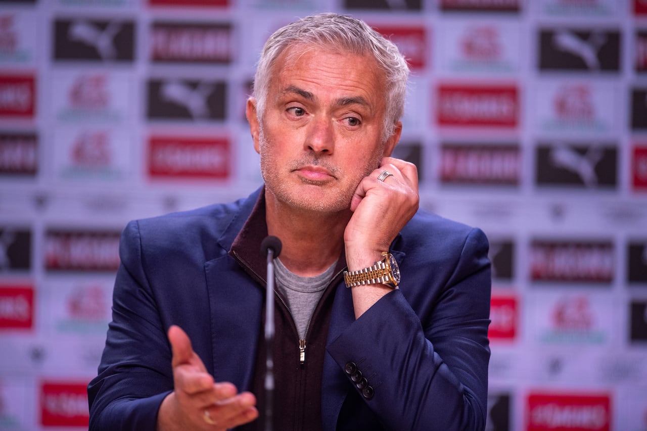 Jose Mourinho, head coach of SL Benfica, is seen during the press conference after the Portuguese Cup quarter-final match between FC Porto and SL Benfica at Estadio do Dragao in Porto, Portugal, on January 14, 2026. (Photo by Miguel Lemos/NurPhoto via Getty Images)
