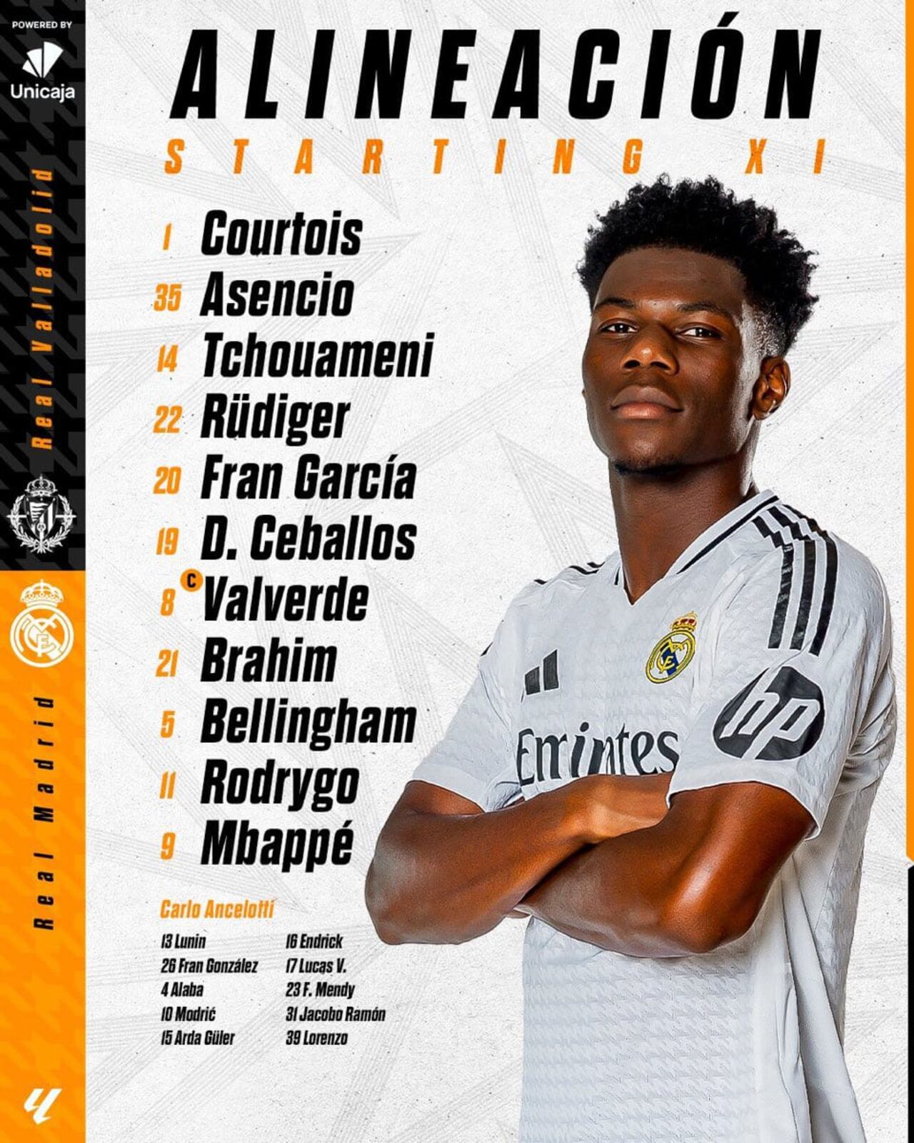 Esta es la alineación inicial del Real Madrid.