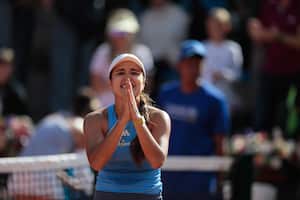 Así, muy emocionada, festejó la tenista colombiano María camila Osorio, su paso a la final de la Copa Colsanitas Zurich 2024.