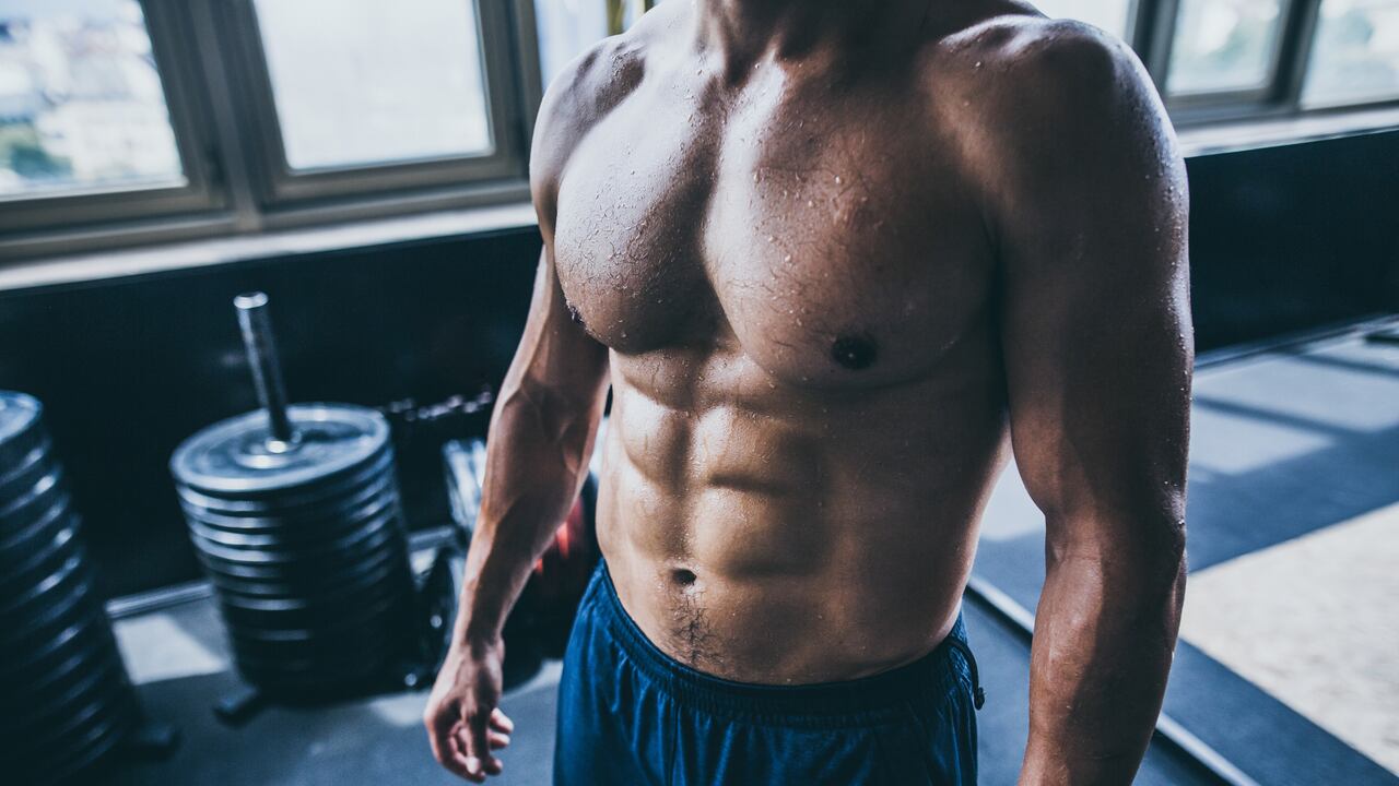 Bodybuilders abdominal muscles