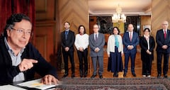 El presidente Petro y la Junta Directiva del Emisor: Mauricio Villamizar, Bibiana Taboada, César A. Giraldo, Olga L. Acosta, Germán Ávila, Laura Moisá y Leonardo Villar.