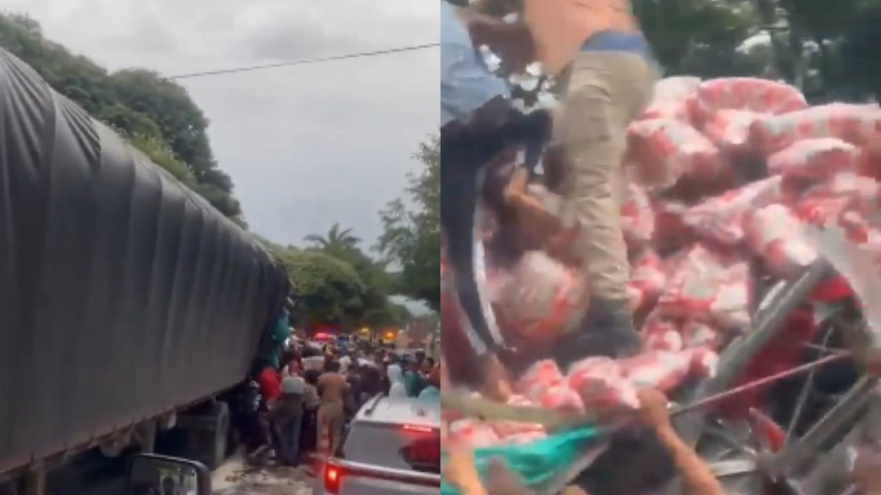 El accidente involucró una tractomula que transportaba cargas de alimentos.