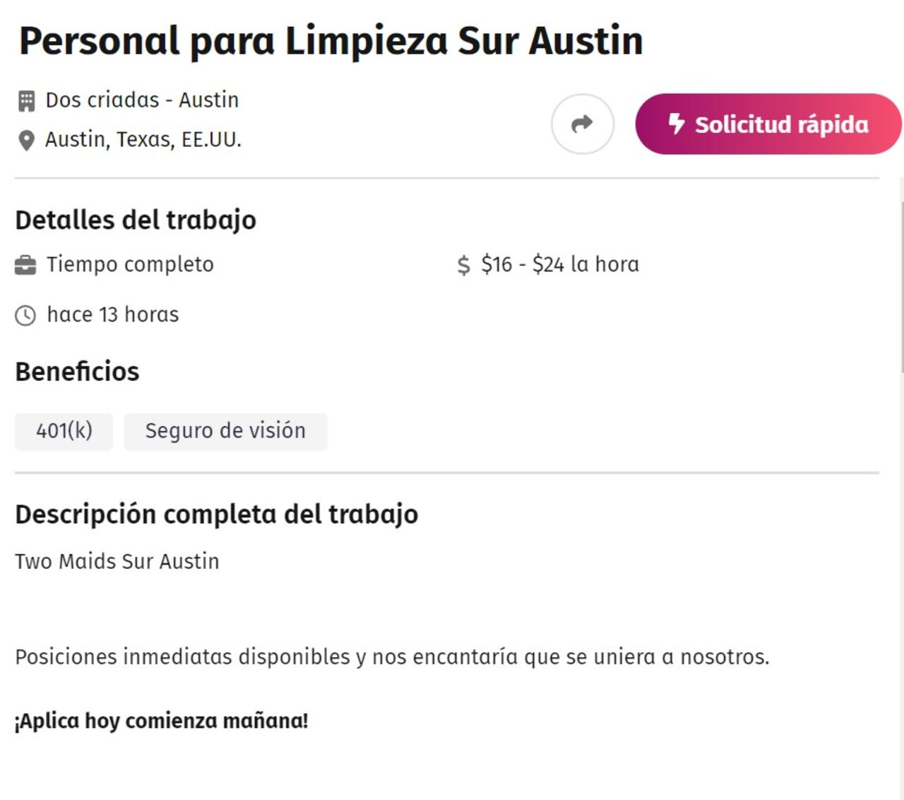 Una oportunidad única se presenta en Estados Unidos, específicamente en Texas, donde se busca personal con capacidades de lectura y escritura para ocupar puestos con un atractivo salario de $3,000 al mes.