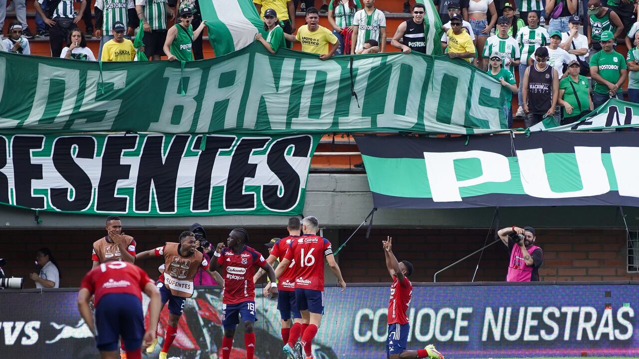 Imagen del partido entre Atlético Nacional e Independiente Medellín por la quinta fecha de los cuadrangulares semifinales del segundo semestre de la Liga colombiana 2023.