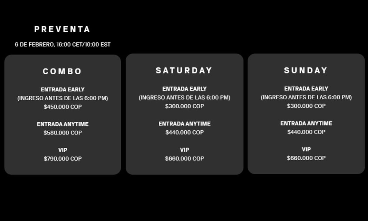 Precios Tomorrowland Medellín