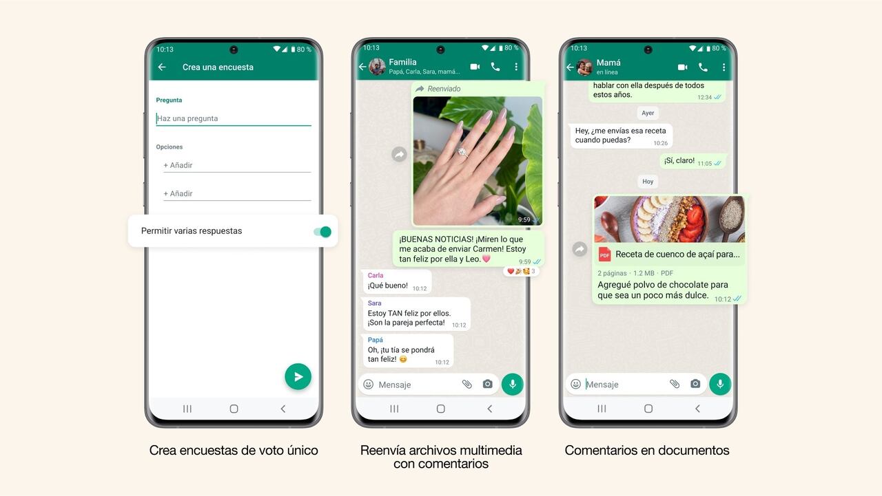 Las nuevas funciones de WhatsApp para las encuestas y los archivos.