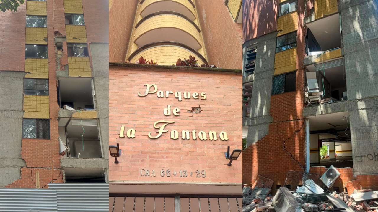 Fachada del Edificio Parques de la Fontana tras el sismo del pasado 10 de agosto. La administración confirmó que los daños se limitan a mampostería y muros no estructurales.
