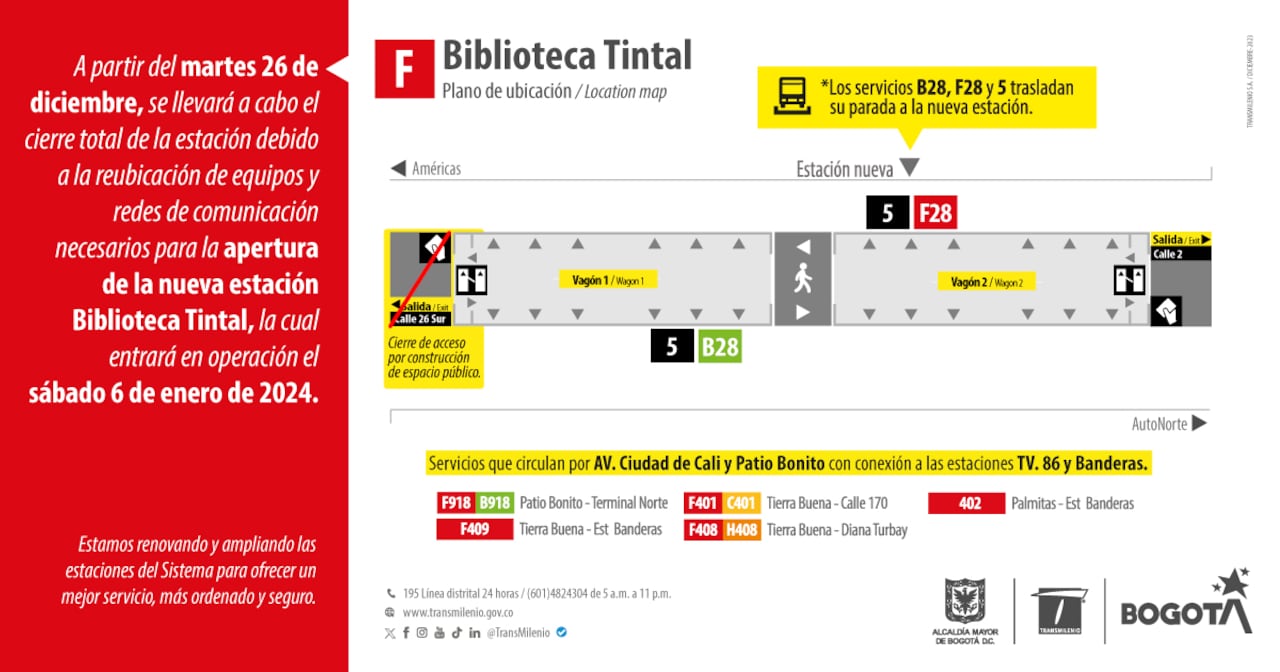 Varias estaciones de Transmilenio serán cerradas de forma temporal por adecuaciones.