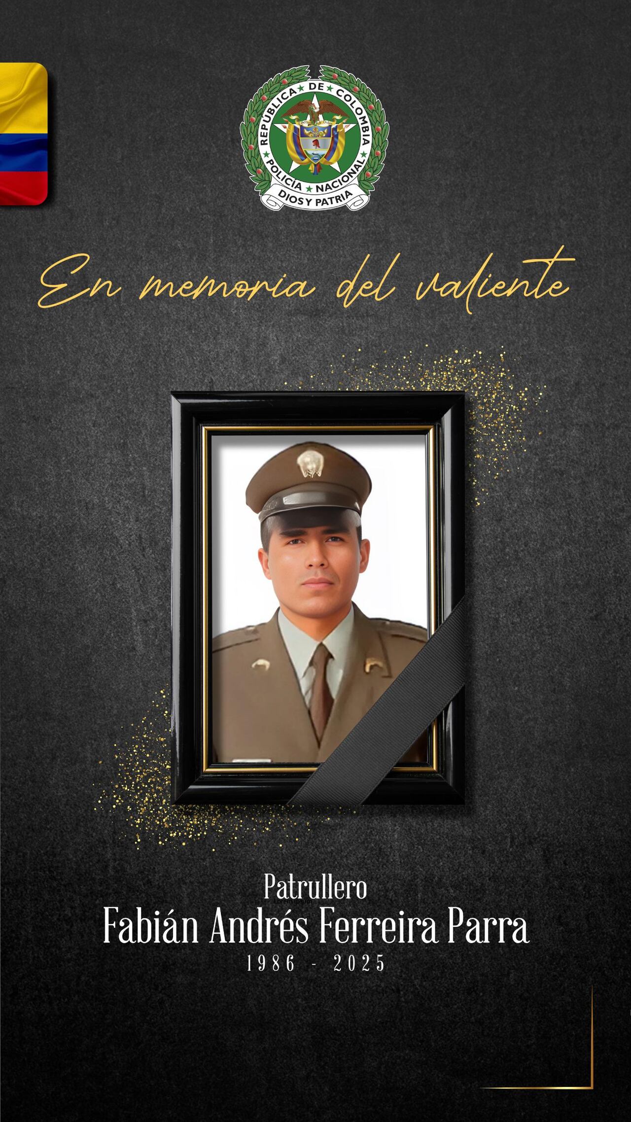 En este aniversario, la institución también rindió homenaje a quienes perdieron la vida en cumplimiento del deber, como el patrullero Fabián Andrés Ferreira, asesinado en septiembre pasado mientras atendía un llamado de auxilio en el oriente de la ciudad.