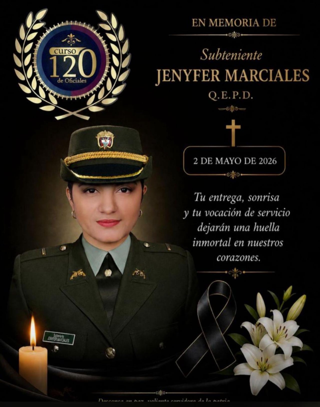 La subteniente Jenyfer Alexandra Marciales Londoño denunciar un presunto caso de acoso laboral