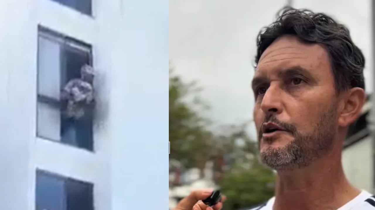 Jhon Freddy Valencia participó en el rescate de un perrito que quedó atrapado en un edificio de Dosquebradas tras el terremoto.