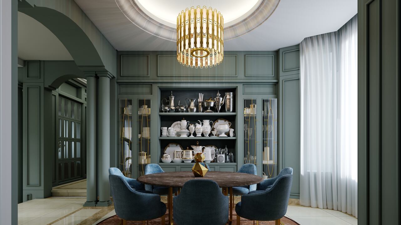 Renderizado en 3D de un comedor redondo. (Getty Images)