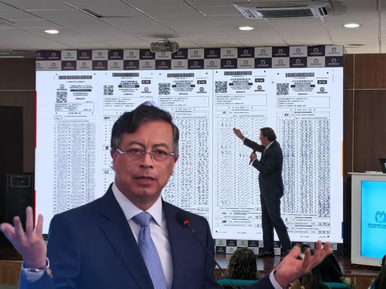 El presidente Gustavo Petro al registrador nacional, Hernán Penagos.