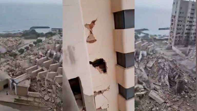 Edificios en La Guaira, Venezuela, colapsados tras sismo.