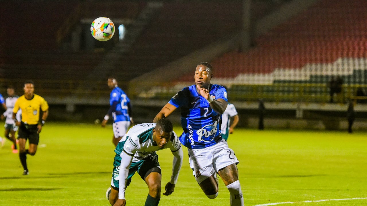 Imagen del partido entre Boyacá Chicó y Deportivo Cali, en juego válido por la fecha 8 de la Liga colombiana.