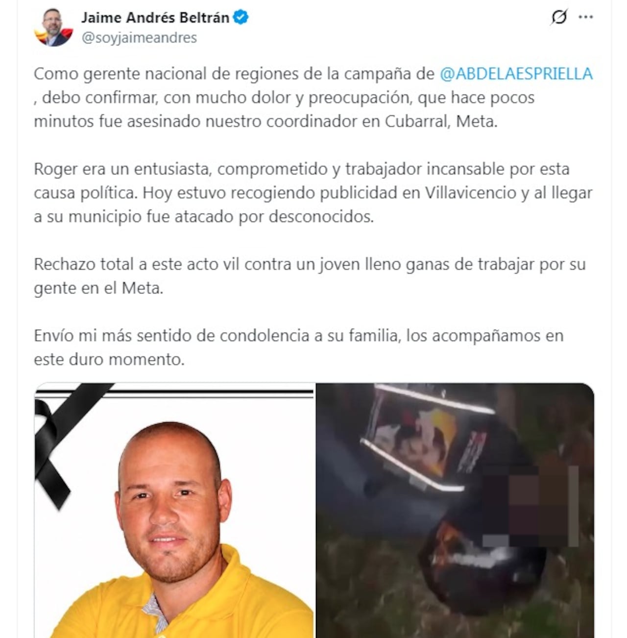 Asesinato campaña De la Espriella