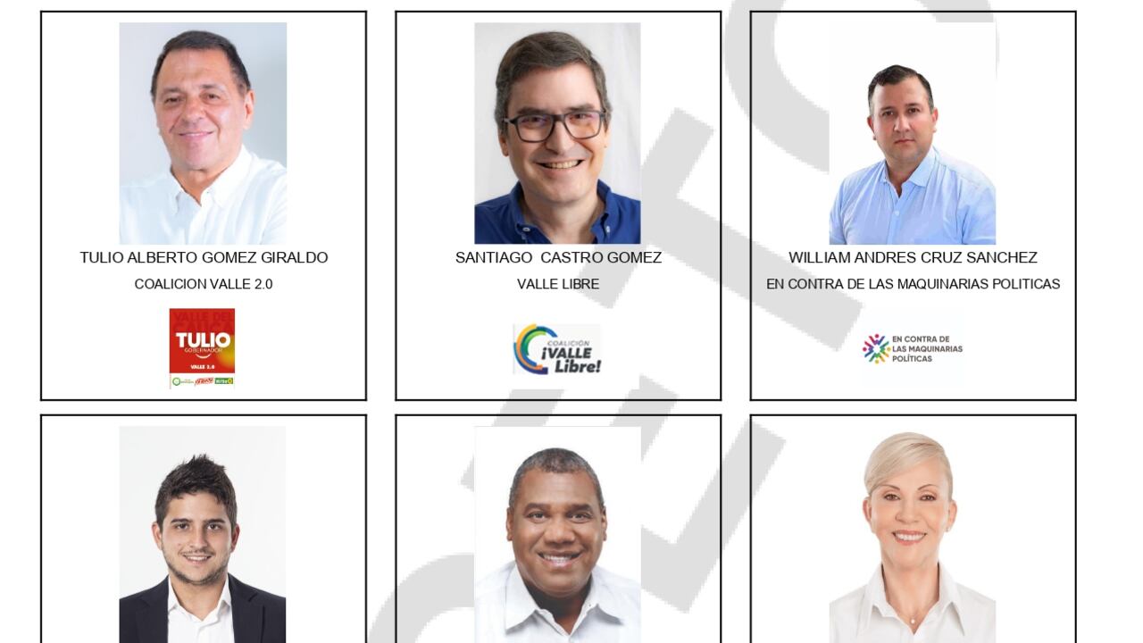 tarjeton electoral gobernación del valle