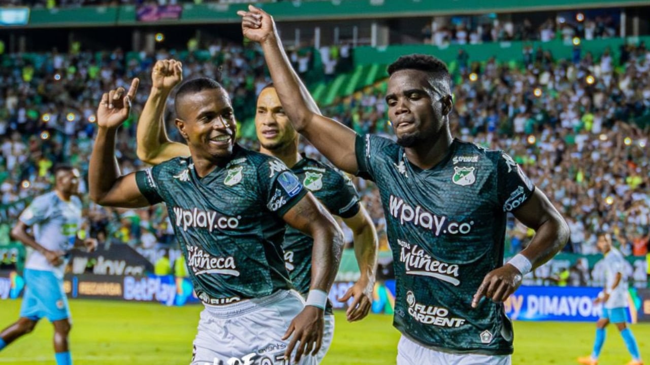 Deportivo Cali en el juego ante Jaguares por Liga Betplay