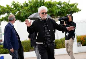 Director Pedro Almodovar poses for photographers at the photo call for the film 'Strange Way of Life' at the 76th international film festival, Cannes, southern France, Wednesday, May 17, 2023. (Photo by Scott Garfitt/Invision/AP)