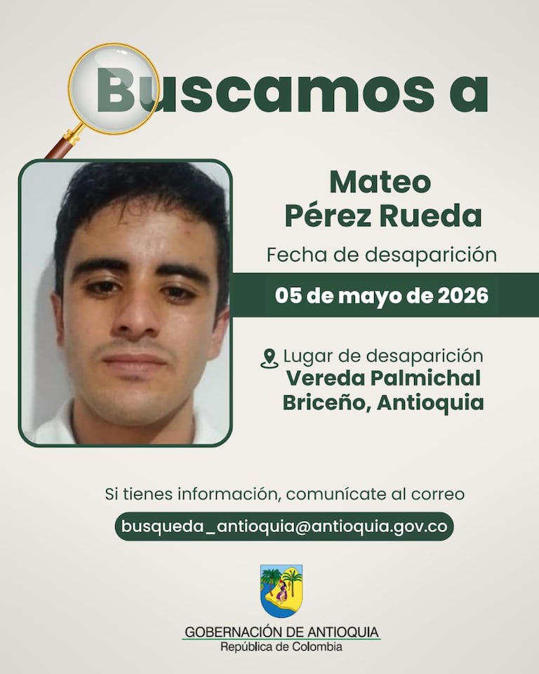 Gobernación de Antioquia lanza alerta para ubicar al periodista Mateo Pérez Rueda, Defensoría del Pueblo y Flip temen lo peor. Imagen tomada de las redes sociales del gobernador de Antioquia, Andrés Julián Rendón.