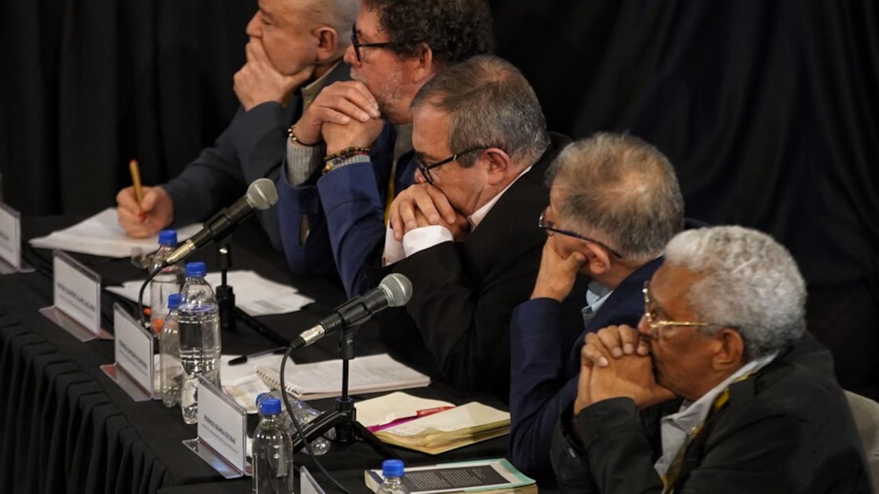 Imagen de archivo de una audiencia de reconocimiento de siete exmiembros del Secretariado de la extinta guerrilla FARC-EP por los secuestros perpetrados en el marco del conflicto armado en presencia de múltiples víctimas.
(Colprensa-Sergio Acero)