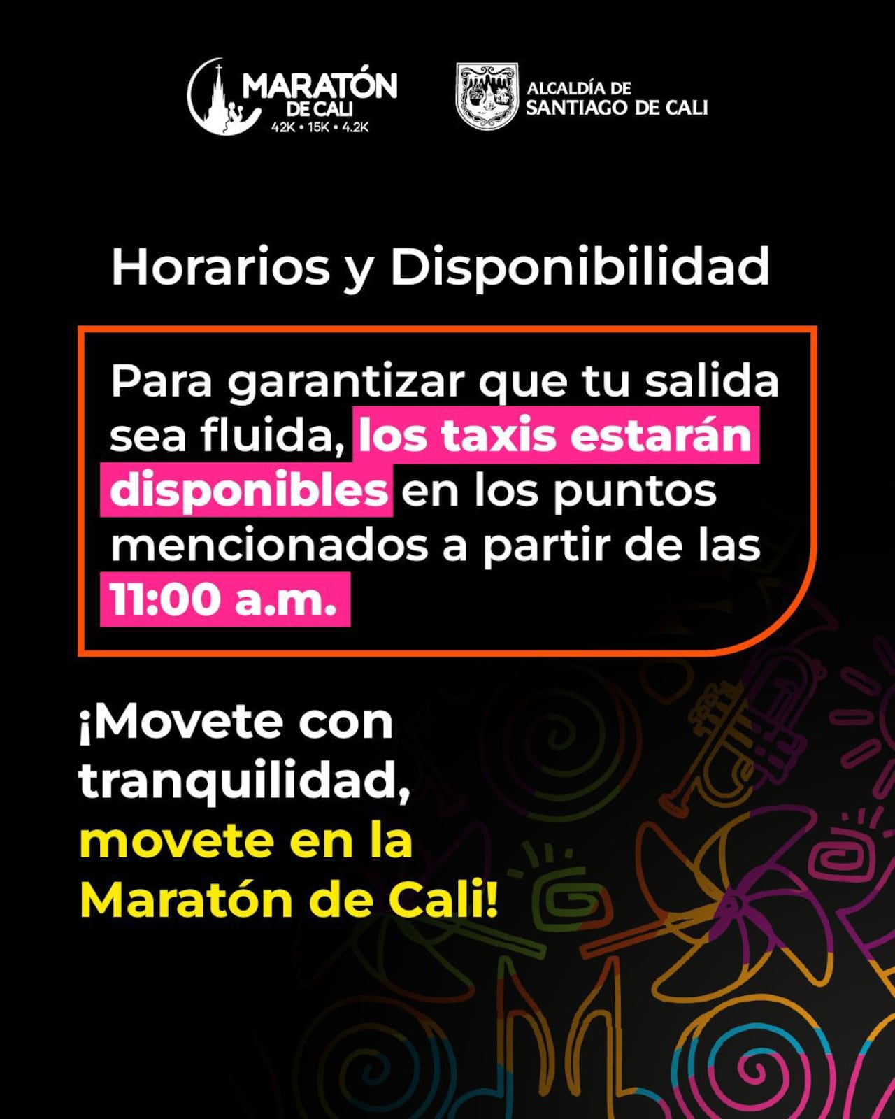 Los taxis estarán en dichos puntos desde las 11:00 a.m.