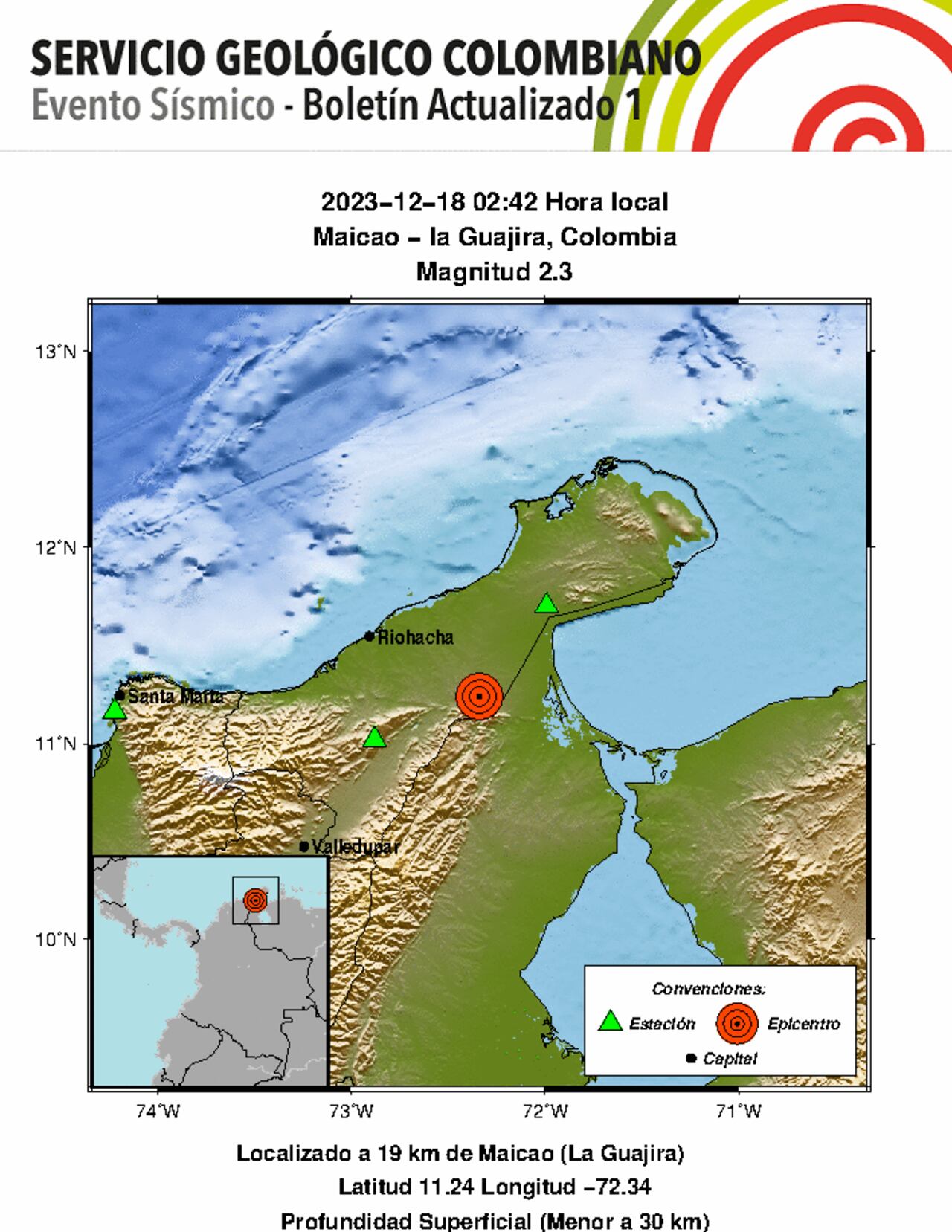 Boletín del temblor en La Guajira