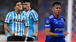 Juan Fernando Quintero (izq.), colombiano de Racing, y Kaio es una de las figuras para Cruzeiro.