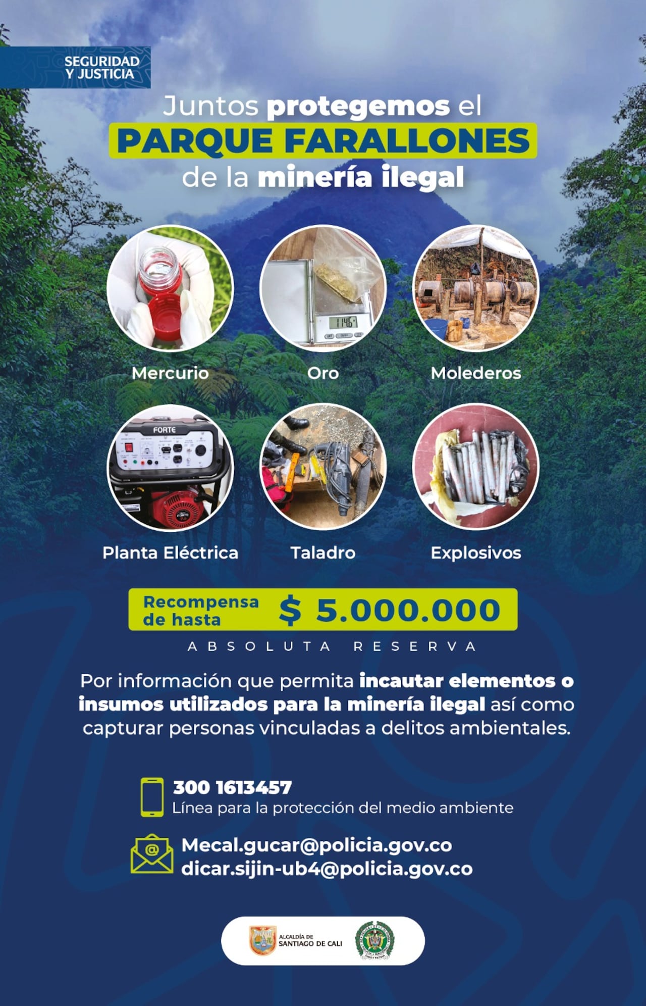 Alcaldía de Cali publica el cartel de los más buscados por delitos ambientales en los Farallones de Cali