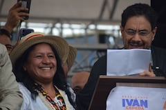 Cierre de campaña de Iván Cepeda en la ciudad de Popayán, al lado de la dirigente caucana Aída Quilcué, evento realizado este martes 19 de abril.