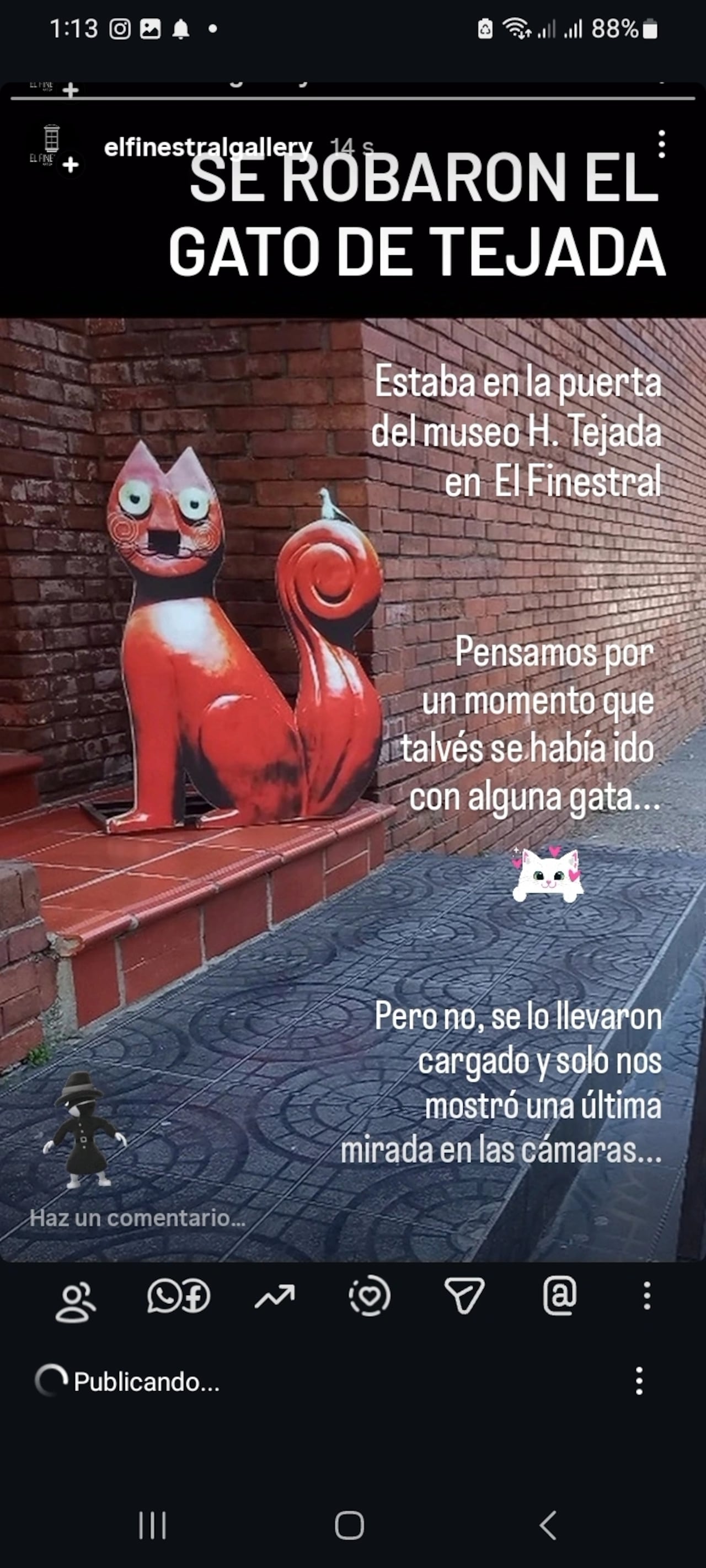 La denuncia se produce cuatro días después del robo de una réplica del Gato del Río ubicada en la entrada del espacio cultural.