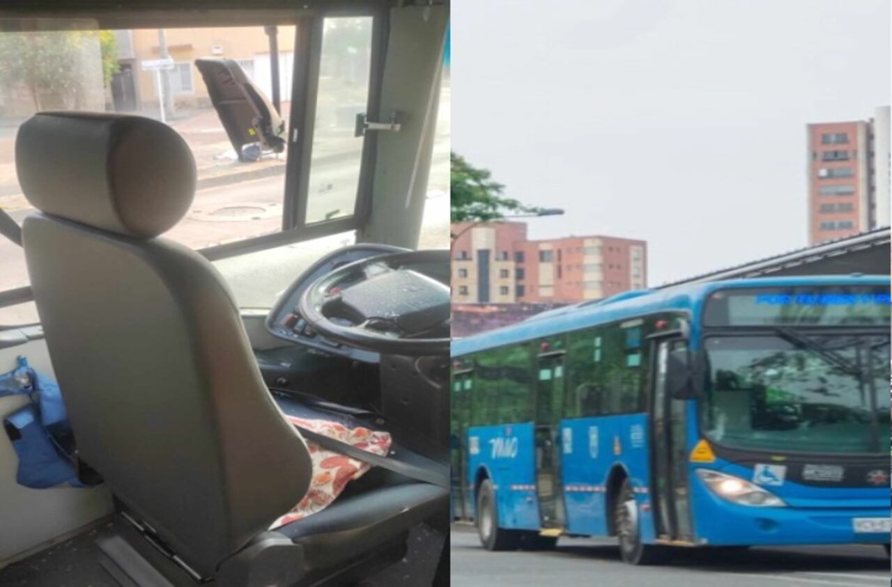 Bus del MÍO vandalizado.