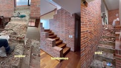 Imágenes de la demolición de las escaleras de Salmona en un apartamento.