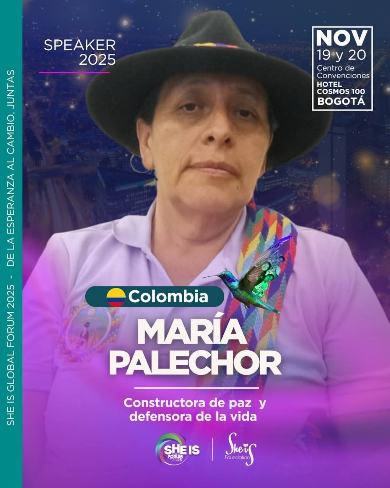 María Ovidia Palechor era lideresa social indígena del pueblo Yanacona, defensora de derechos humanos y constructora de paz en el corregimiento de La Pedregosa, municipio de Cajibío.
