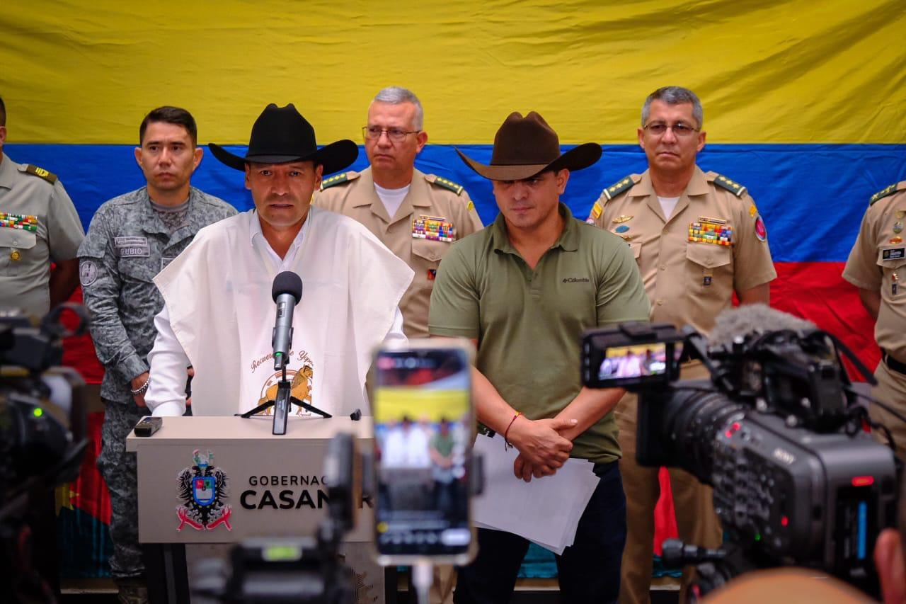 Ministro de Defensa, Pedro Sánchez, junto a autoridades del Casanare, hizo anuncios de refuerzo de seguridad para el departamento