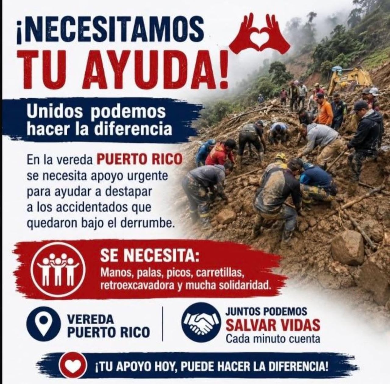 Un deslizamiento de tierra se registró en la tarde de este martes en la zona rural de Nariño, dejando personas atrapadas bajo el material desprendido, según reportes preliminares.