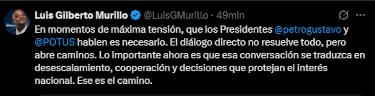 Aspirante presidencial y excanciller Luis Gilberto Murillo