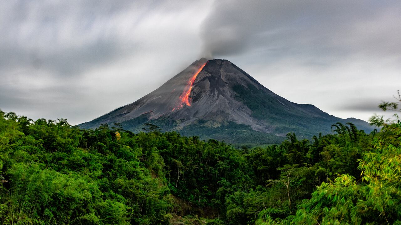 Lava flow from Merapi Volcano, Indonesia