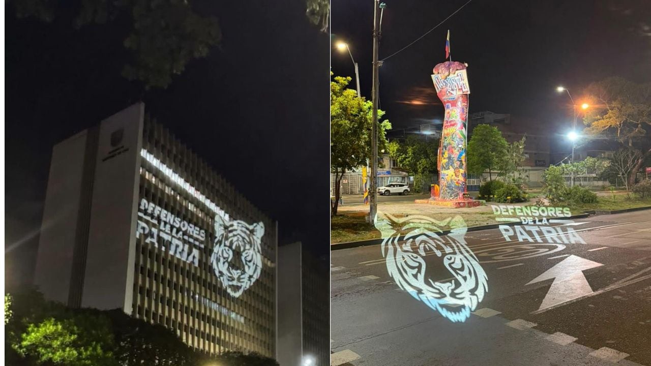 La silueta de un tigre apareció proyectada en la fachada de edificios administrativos de Cali.
