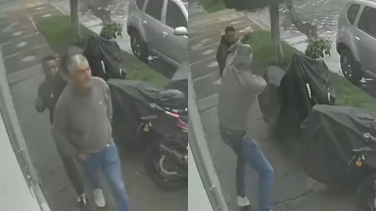 En el video se observa el momento en que el ciudadano se voltea y forcejea con el ladrón.