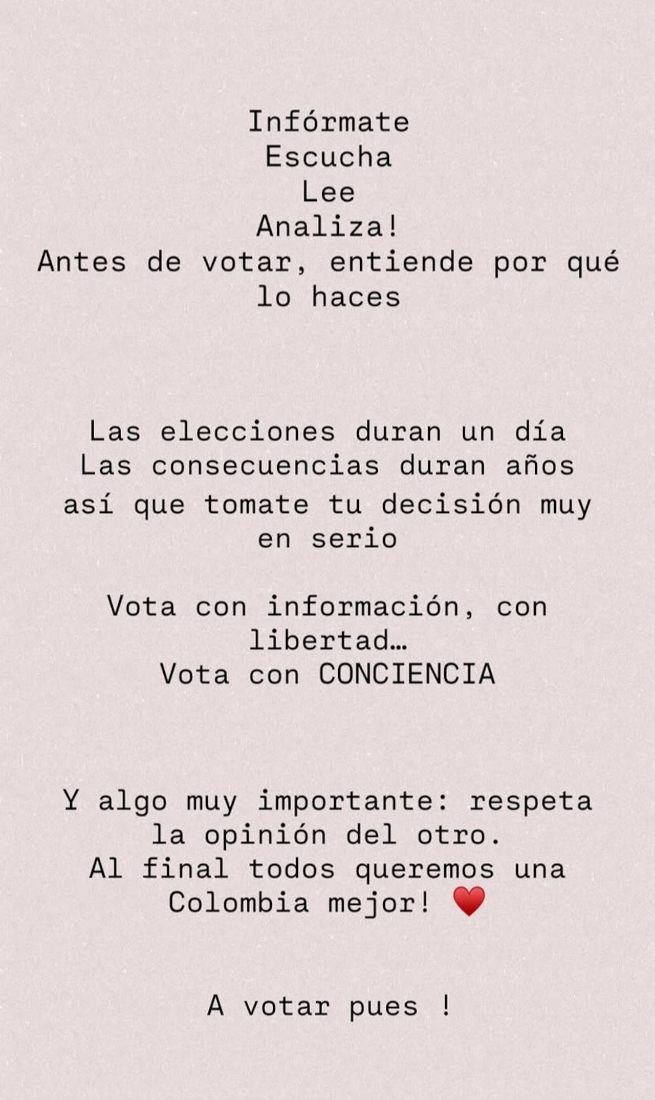 Mensaje de Karol G a sus seguidores.