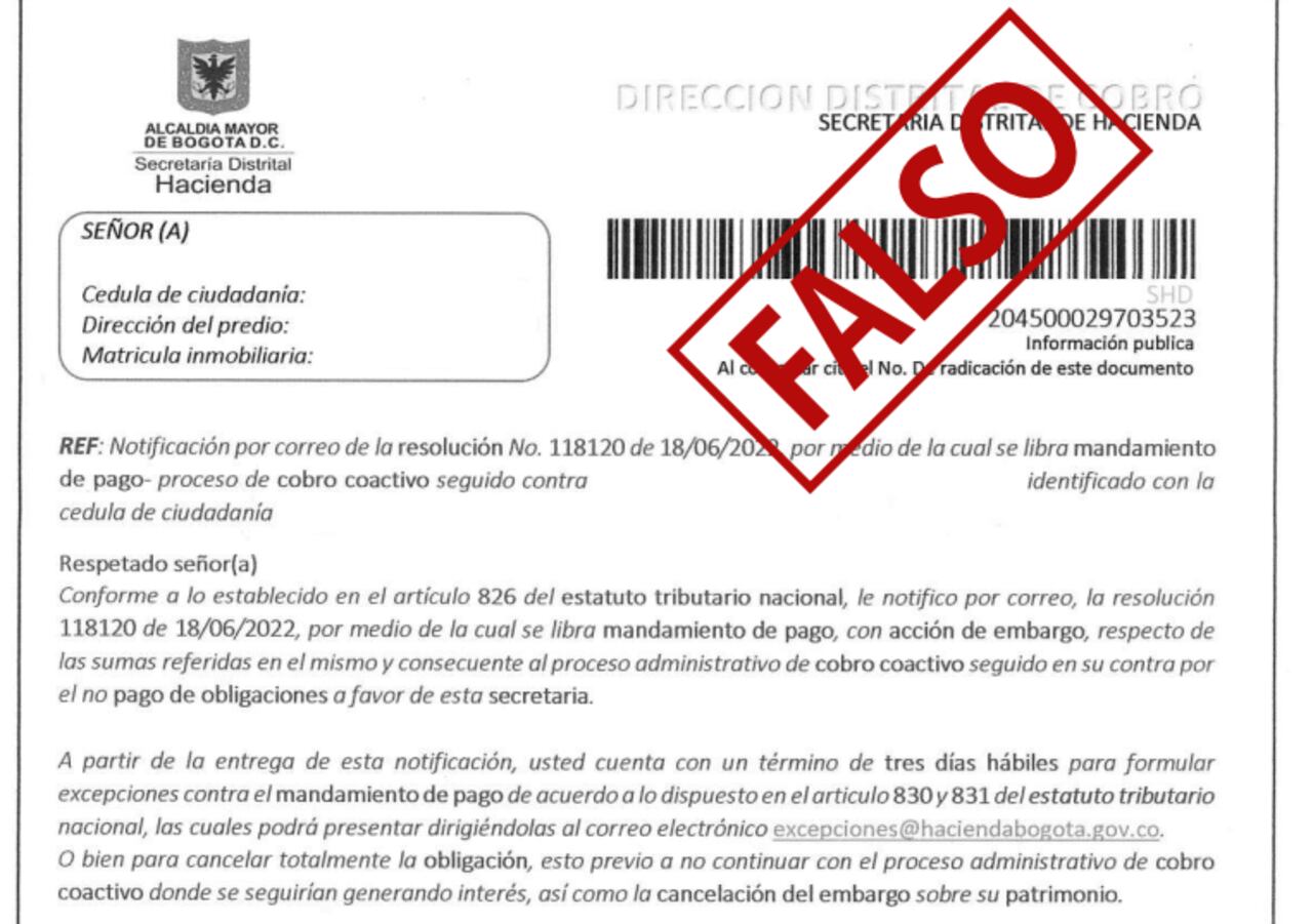 Alerta de la secretaria de hacienda