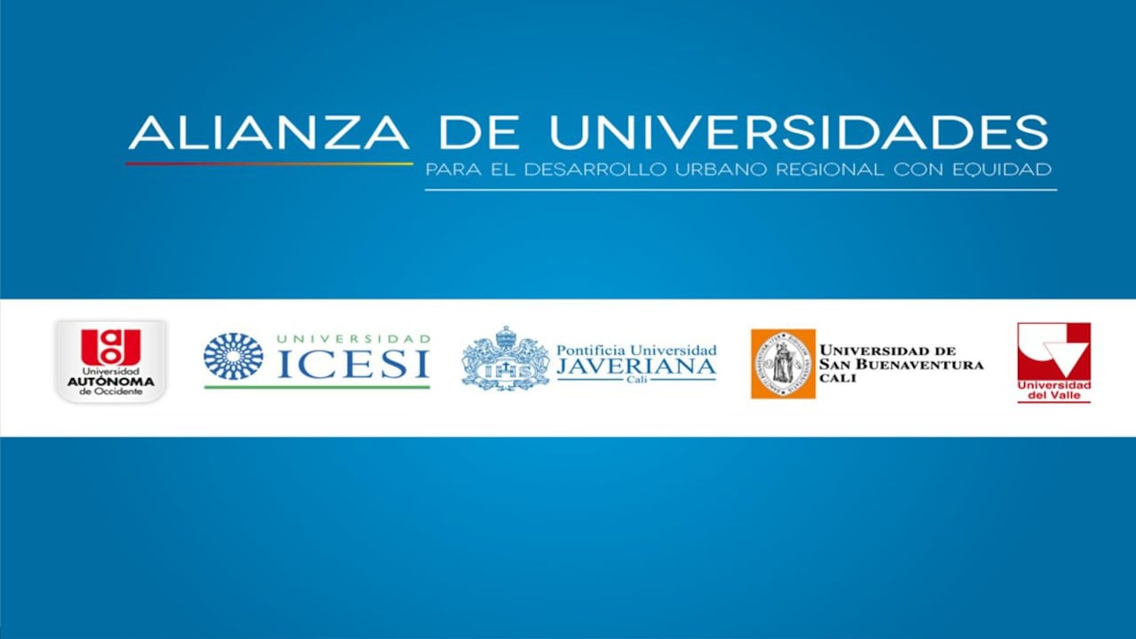 La Alianza de Universidades para el Desarrollo Urbano Regional con Equidad reúne a la Universidad del Valle, la Universidad Icesi, Javeriana Cali, Autónoma de Occidente y San Buenaventura Cali para articular conocimiento académico e incidencia pública orientada a promover un desarrollo urbano y regional más equitativo en Cali, el Valle del Cauca y el Suroccidente Colombiano.
