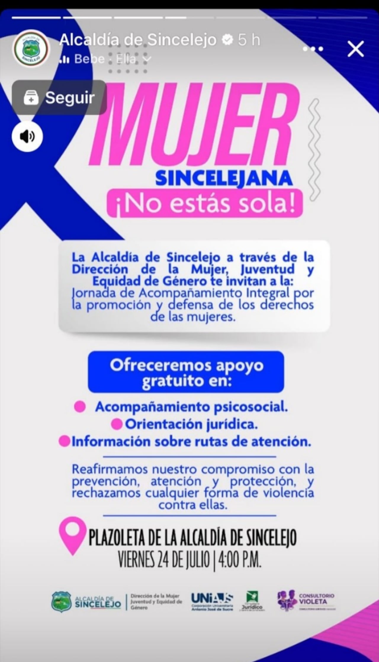 Alcaldía de Sincelejo lanza jornada de acompañamiento ante difusión de videos íntimos.