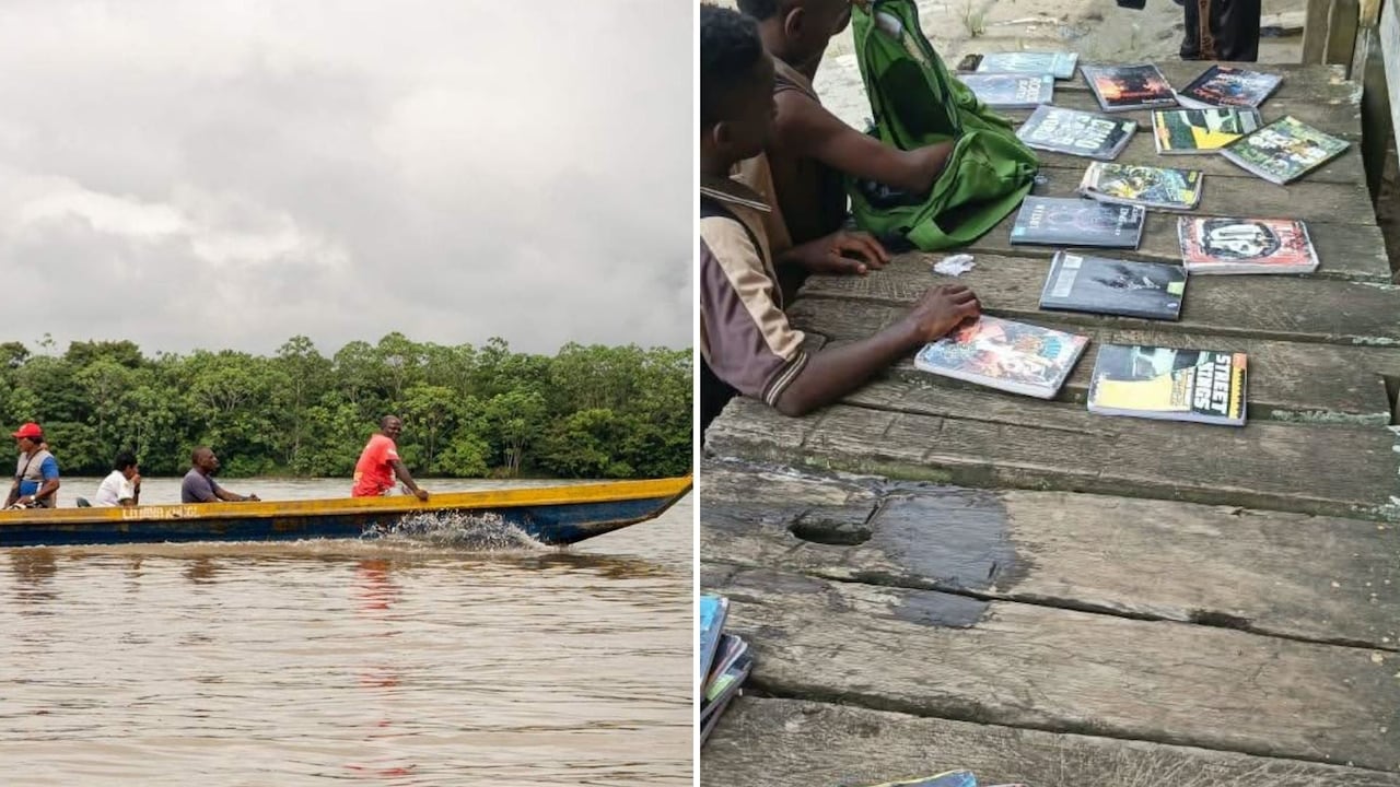 El río Atrato es atravesado diariamente por estudiantes de Riosucio, Chocó, para llegar a sus clases y regresar posteriormente a sus hogares.