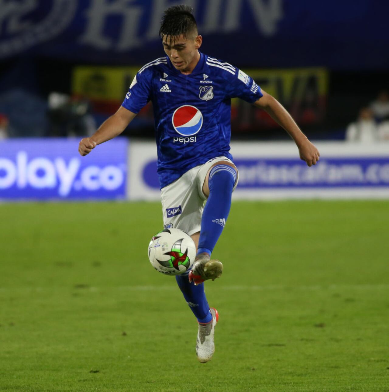 Daniel Ruiz of Millonarios during the match Millonarios vs Atletico Nacional for the 4th date of the quadrangular semifinals of the Liga BetPlay DIMAYOR I 2022 played at the Nemesio Camacho El Campin stadium in Bogota. The match ended 0-0. (Photo by Daniel Garzon Herazo/NurPhoto via Getty Images)