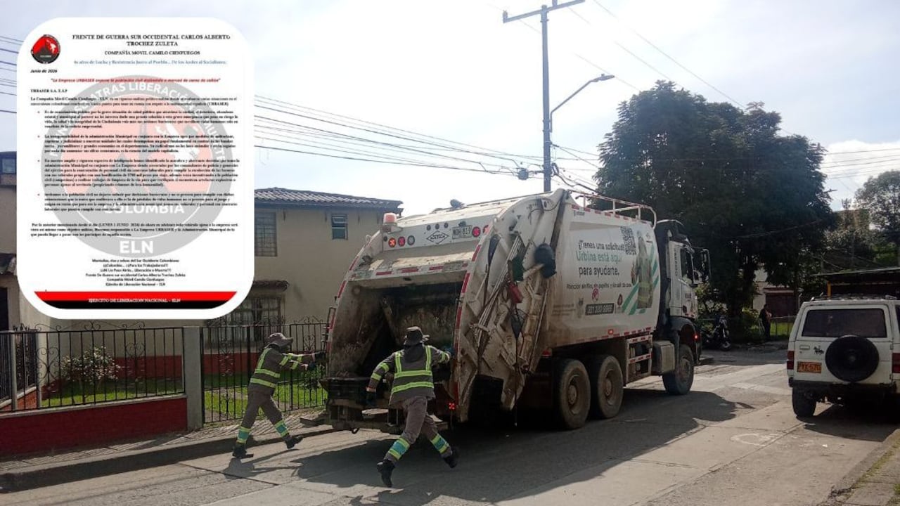 Los guerrilleros del Ejército de Liberación Nacional, ELN, amenaza a las directivas y trabajadores de la empresa Urbaser, la cual es la encargada de prestar el servicio de recolección de basuras en Popayán.