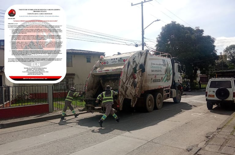 Los guerrilleros del Ejército de Liberación Nacional, ELN, amenaza a las directivas y trabajadores de la empresa Urbaser, la cual es la encargada de prestar el servicio de recolección de basuras en Popayán.