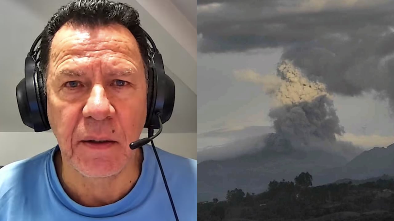 Max Henríquez e imagen de archivo del volcán Puracé.